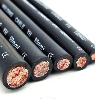 Kabel Las Tembaga Murni Tegangan Tinggi Konduktor Terisolasi Kerugian Rendah 50mm dengan Isolasi Karet PVC XLPE